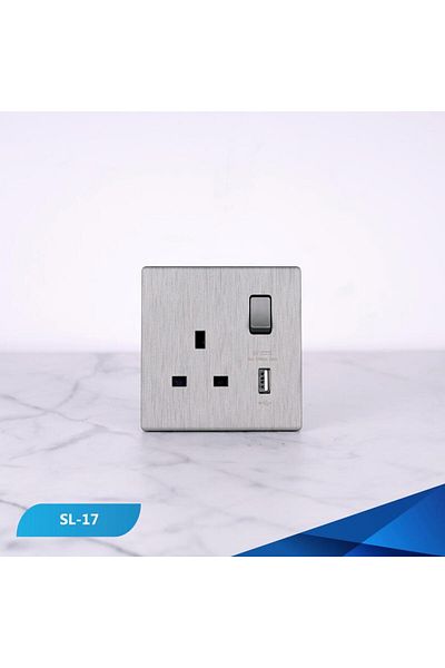 Btm socket with 13 amp switch and USB port, wooden lead piano -3 pieces