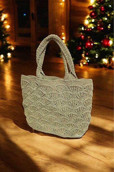 Örgü Sanatı El Örgüsü Kağıt İp Midye Çanta