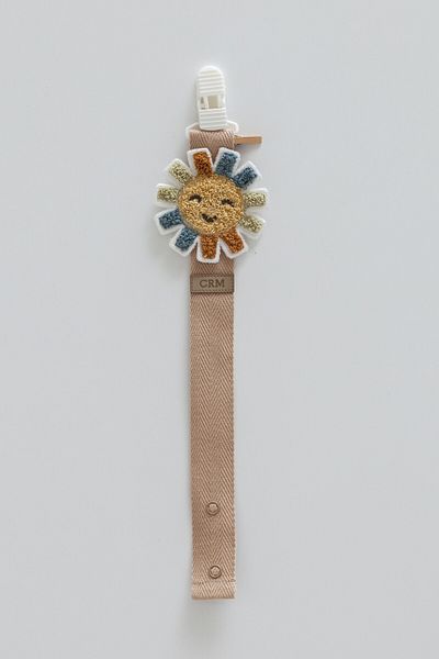 Caramell Pacifier Strap with Sun Figure, Compatible for Newborn Babies and 0-24 Months, Brown Color