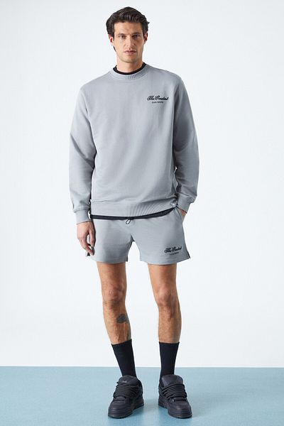 GRIMELANGE Federer Men's Long Sleeve Regular Crew Neck Gray Tracksuit Set