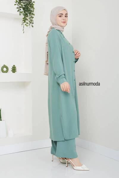 ASİLNUR Sena Ayrobin Διπλό Σετ με Κουμπιά Πράσινο Μέντα
