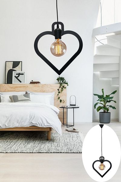 Nurnivus Modern Young Baby and Children's Room - Heart Single Wooden Chandelier, Rustic Decorative Ceiling Lamp