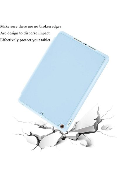 AWH حافظة متوافقة مع جهاز Apple iPad 9.7 2018/2017 مع حامل قلم، حامل سيليكون رفيع، أزرق فاتح