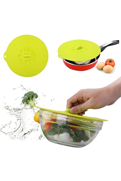 FırsatVar وعاء سيليكون مقاوم للتسرب مع غطاء دائري ملون - غطاء مقلاة