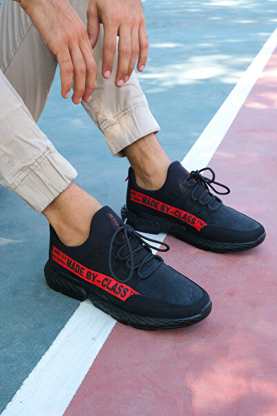 Riccon Černé červené Pánské Skin Sneakers 0012santo