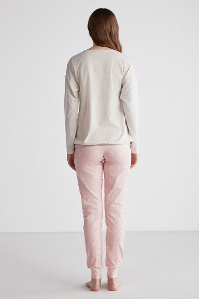 U.S. Polo Assn. 16972 Set de pijamale cu mânecă lungă, cu gât rotund, bej Melange