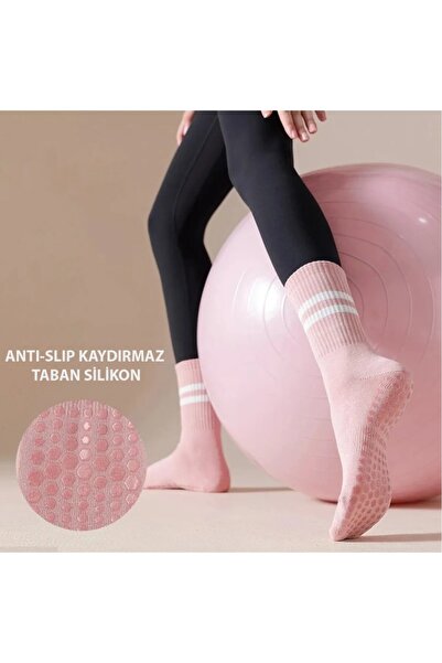 UZARLAR ÇORAP 1 Çift Kaydırmaz Tabanlı Yoga-Pilates  ve Spor Çorabı ANTI-SLIP