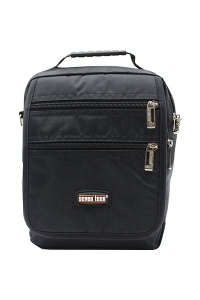 SEVENTEEN 2210 Men's Black Multi-Compartment Shoulder and Hand Strap Bag