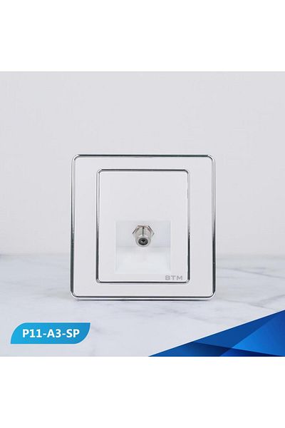 Btm مقبس تلفزيون فردي، أزرق وفضي
