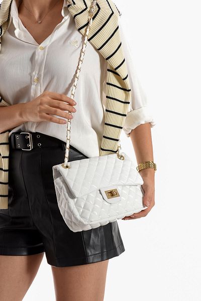 Kaya Bag Geantă de umăr și crossbody albă pentru femei Dimensiune 19x27