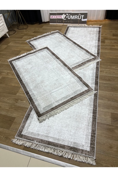 Zümrüt Ev Tekstil Yazlık Halı Dijital Baskılı Makinede Yıkanabilir Dot Taban ...