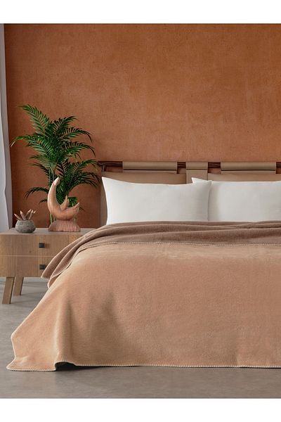 Vicuna Home Mila Cotton Double Blanket Mink Brown - Beige