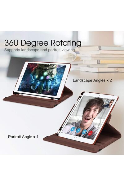 AWH حافظة Fintie الدوارة لجهاز iPad 9th/8th/7th Gen مقاس 10.2 بوصة (2021/2020/2019)، بني