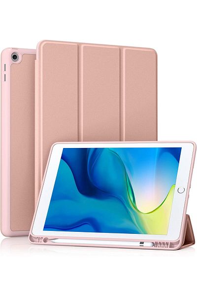 AWH Case for iPad 10.2" 8th/7th Gen (2020/2019) with Pencil Holder, Soft TPU, Auto Sleep/Wake, Pink