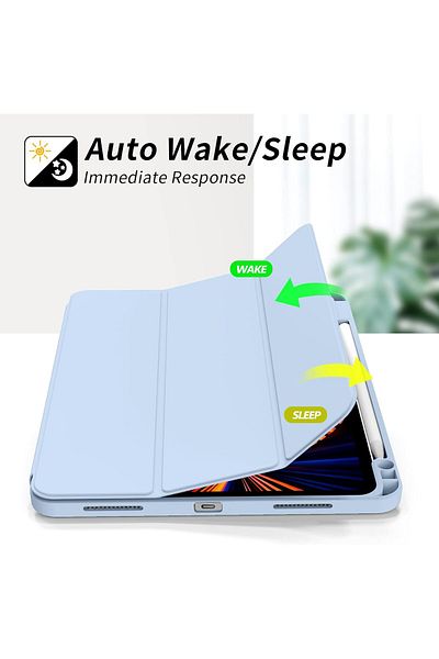 AWH حافظة iPad Pro مقاس 12.9 بوصة مع حامل قلم 2021/2020، حامل ثلاثي الطيات، وضع السكون/التنشيط التلقائي