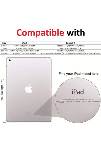 AWH حافظة ثلاثية الطيات لجهاز iPad Air (2013/2014) وجهاز الجيل الخامس/السادس مقاس 9.7 بوصة، وحامل أقلام، وخاصية السكون/التنشيط التلقائي