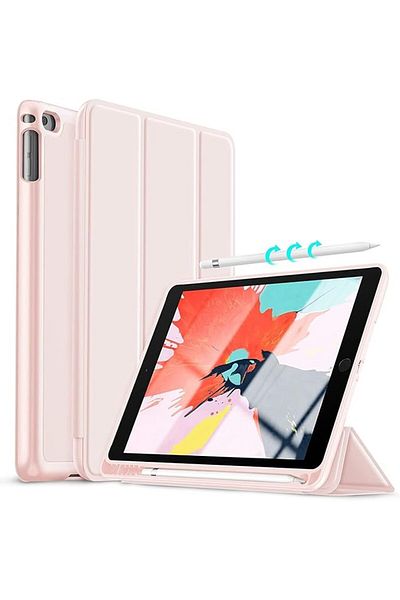 AWH حافظة ثلاثية الطيات لجهاز iPad Air (2013/2014) وجهاز الجيل الخامس/السادس مقاس 9.7 بوصة، وحامل أقلام، وخاصية السكون/التنشيط التلقائي