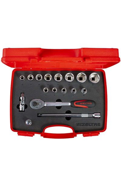İzeltaş İzeltaş 1113 Six Corner Socket Wrench Set 17 Pieces 1/2''