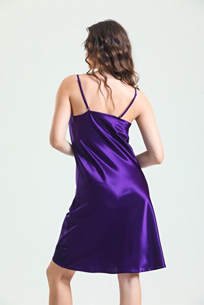 Magic Form Degaje Collar Satin Thin Straps Short Women's Nightgown - 7790