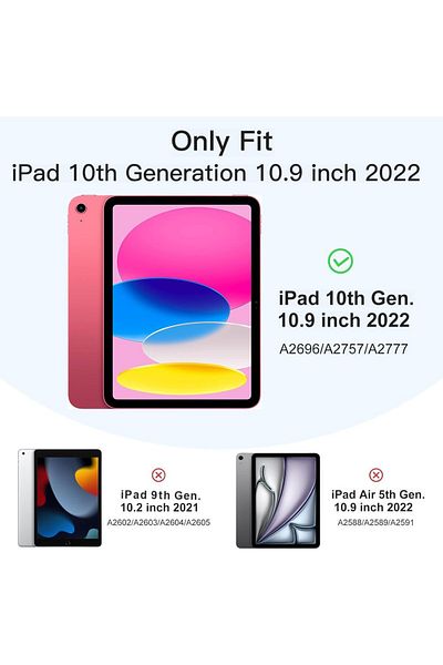AWH iPad 10th Gen Case (2022), Pink, Soft TPU, Pencil Holder, Trifold Stand & Auto Wake/Sleep!
