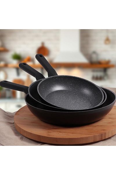 Serenk Excellence Granitpfanne Set - 3 Stück, 20-24-28 Cm Induktion