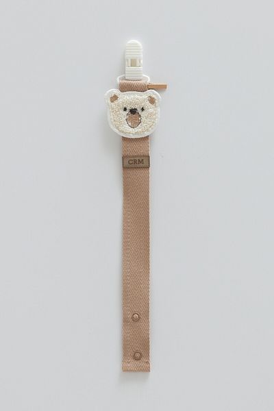 Caramell Pacifier Strap with Teddy Bear Figure, Compatible for Newborn Babies and 0-24 Months, Brown Color
