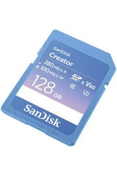 SanDisk Creator 128Gb Sdsdxep-128G-Gncis - 280Mb/S Uhs-Ii 6K-4K Uhd V60 Memory Card