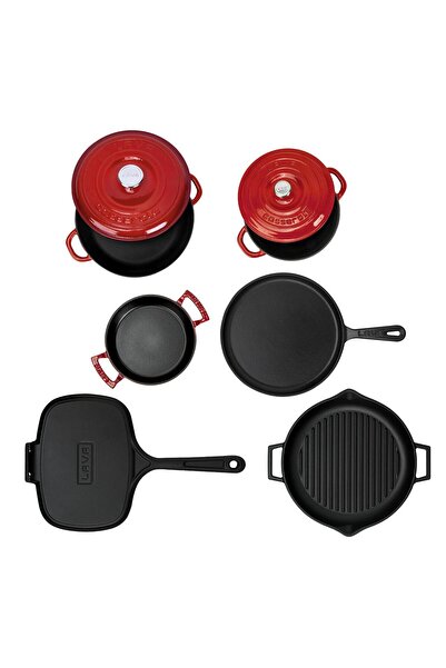 Lava Cast Iron 6X Trendy Series 9 Piece Cookware & Pans Set