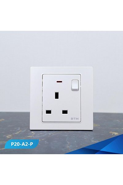 Btm 13 amp socket with switch and blue light bulb -3 pieces