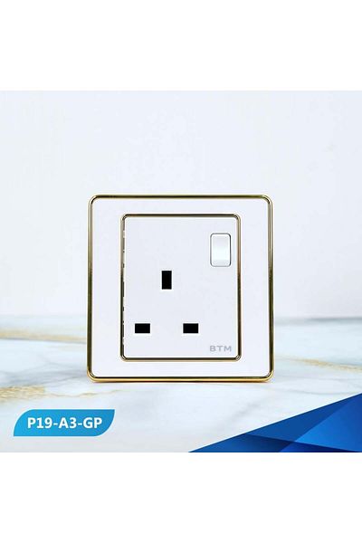 Btm 13 amp socket with pearl and gold switch -6 pieces