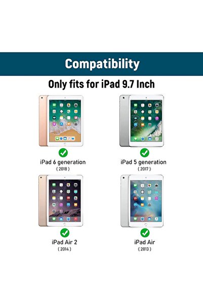 AWH حافظة لوحة مفاتيح iPad 9.7، الجيل السادس/الخامس 2018/2017 وiPad Pro 9.7، لوحة مفاتيح لاسلكية قابلة للفصل، أسود