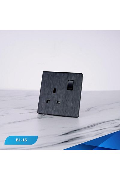 Btm 13 amp socket with black wooden piano switch -2 pieces