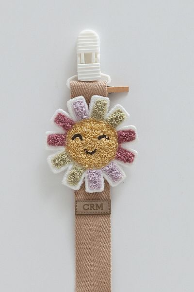 Caramell Baby Girl Sun Figured Pacifier Strap - 0-24 Months Compatible Brown Color