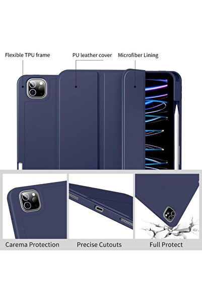 AWH BFGTSJF Case for iPad Pro 11" 4th/3rd/2nd Gen 2022/2021/2020, Pencil Holder, Navy