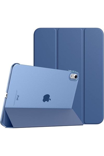 AWH حافظة iPad للجيل العاشر 2022، غطاء حامل رفيع، خاصية الإيقاظ/السكون التلقائي، ظهر صلب من البولي كربونات، أزرق داكن