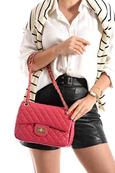 Kaya Bag Fuşya Kadın Çapraz ve Omuz çanta 19x27 Ebatı
