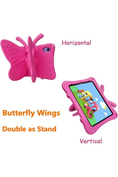AWH iPad Mini 6 Case Kids - Butterfly Shockproof EVA Foam Bumper Stand Cover, Hot Pink