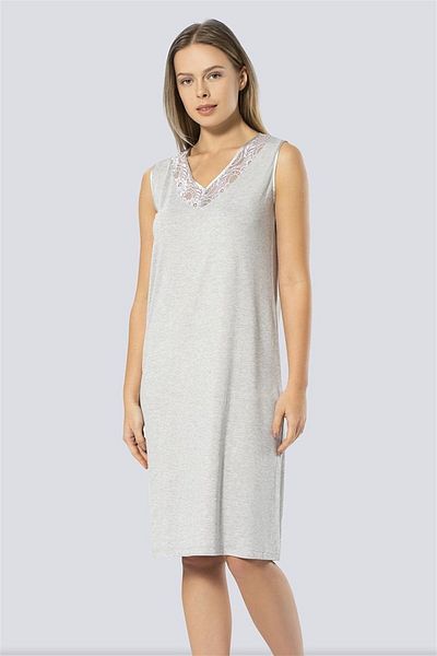 TÜREN Women's Gray Lace V-Neck Nightgown 3285