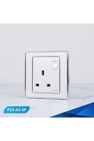 Btm 13 amp socket with pearl and silver switch