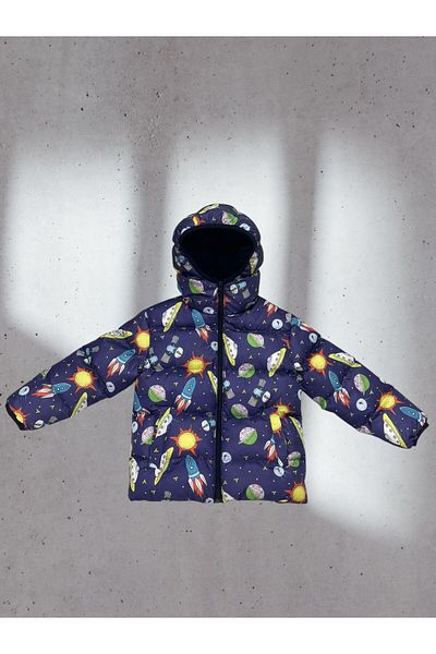 Royalside Girl's Fleece Hooded Patterned Winter down Jacket