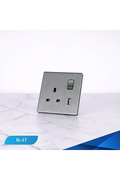 Btm socket with 13 amp switch and USB port, wooden lead piano -3 pieces