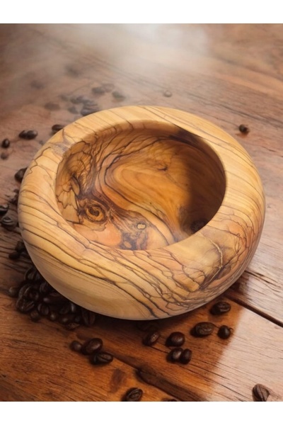 F&S WoodArt Zeytin ağacı Tek parça el yapımı doğal ahşap 15 cm yuvarlak kase ...