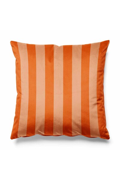 Pilloveland غطاء وسادة مخطط منجد من قماش سويدي مقاس 43*43 سم - برتقالي