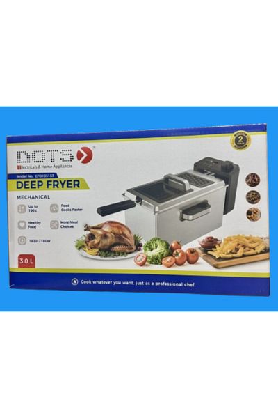 DOTS CFD1031S3 3L Deep Fryer with Mechanical Control, Stainless Steel, Immersion Heating Element