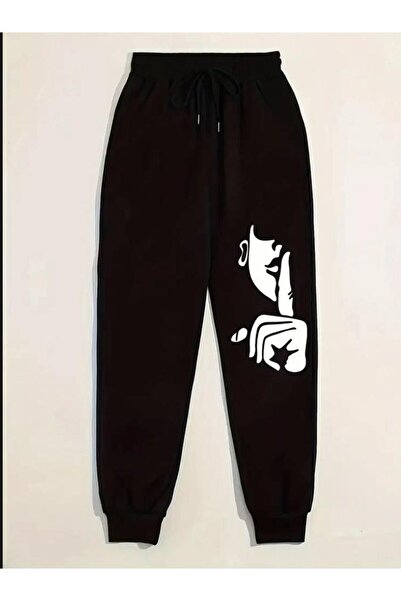 caddekombin Γυναικείο παντελόνι Sus Marked B με τύπωμα Jogger Comfort Fit Mold Μαύρο παντελόνι