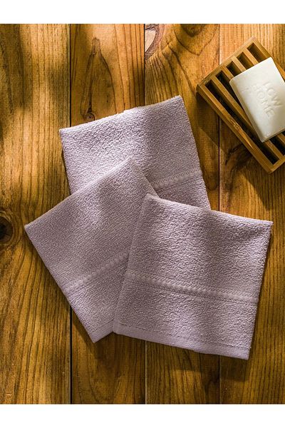LC Waikiki LCW ECO Μωβ απλές βαμβακερές πετσέτες χεριών 3 τεμαχίων 30x30 εκ.
