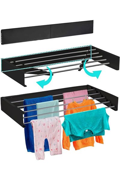 Cady One Foldable Wall-mounted Clothes Drying Rack And Rack Made Of Solid Aluminum