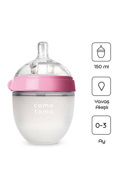 NS SHINE BEAUTY Anne Bebek Pembe Silikon Antikolik Biberon 150 ml 0-3 Ay Anne Göğsü Hissi