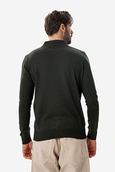 hateko Чоловічий светр з 50% вовни, зелений, з поло-коміром