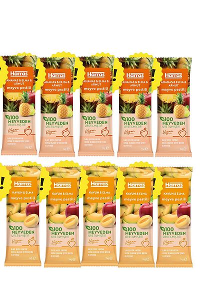 Harras Vegan Fruit Pesticide Melon Apple and Pineapple Apple Pear 14Gr X 10Pcs